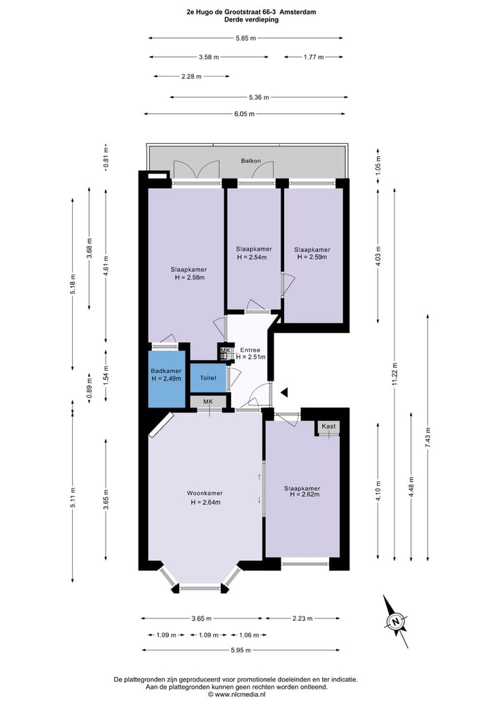 Foto 5 van Tweede Hugo de Grootstraat 66-3