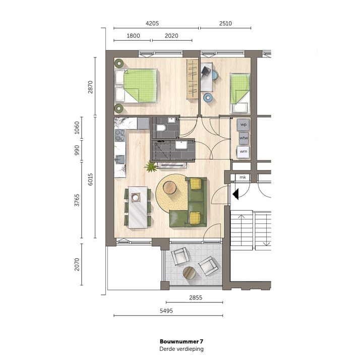 Foto 6 van Appartement (Bouwnr. 7)