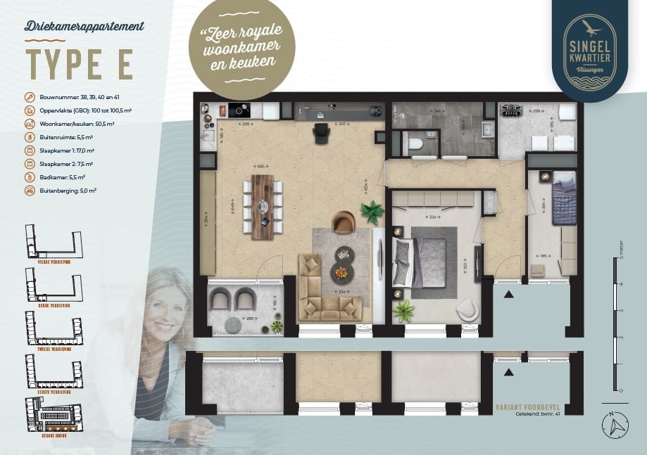 Singelkwartier type E (Bouwnr. 38)  false