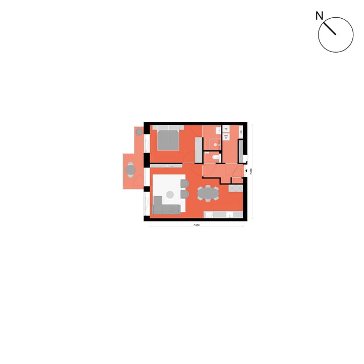 Foto 3 van OSLO 2-kamerappartement (Bouwnr. 70)