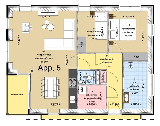 1e verdieping (Bouwnr. 6)