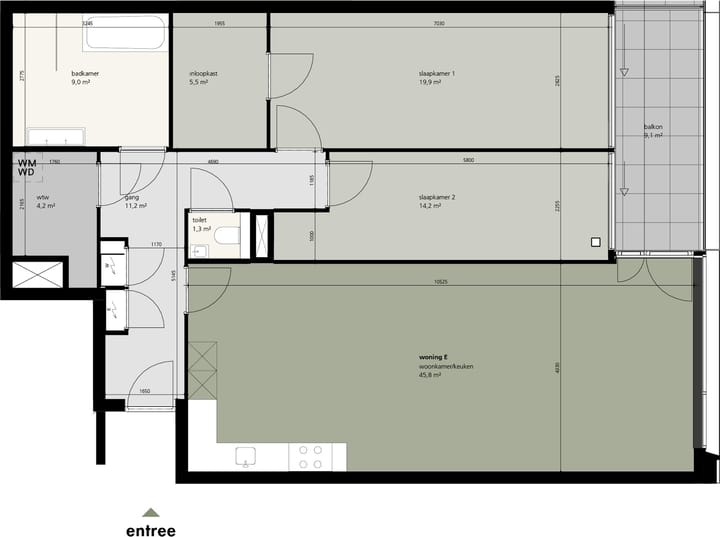 Foto van Appartement type E Portiekflat