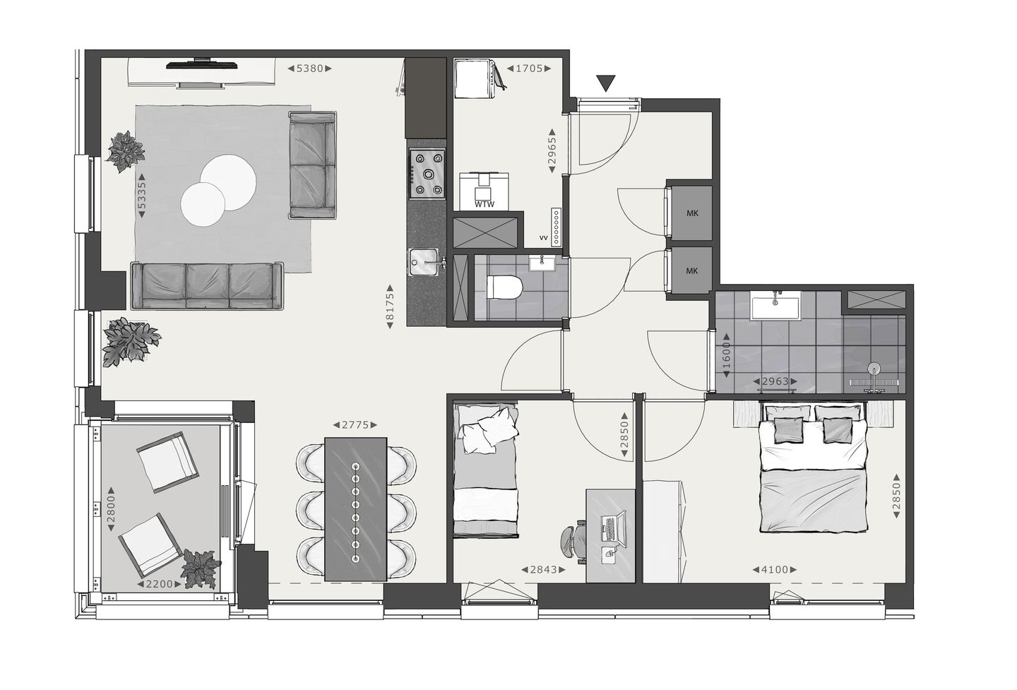 Foto 5 van Appartement L met parkeerplaats (Bouwnr. 150)