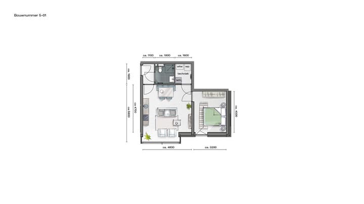 Foto 3 van 2-kamer Appartement (Bouwnr. 5.01)
