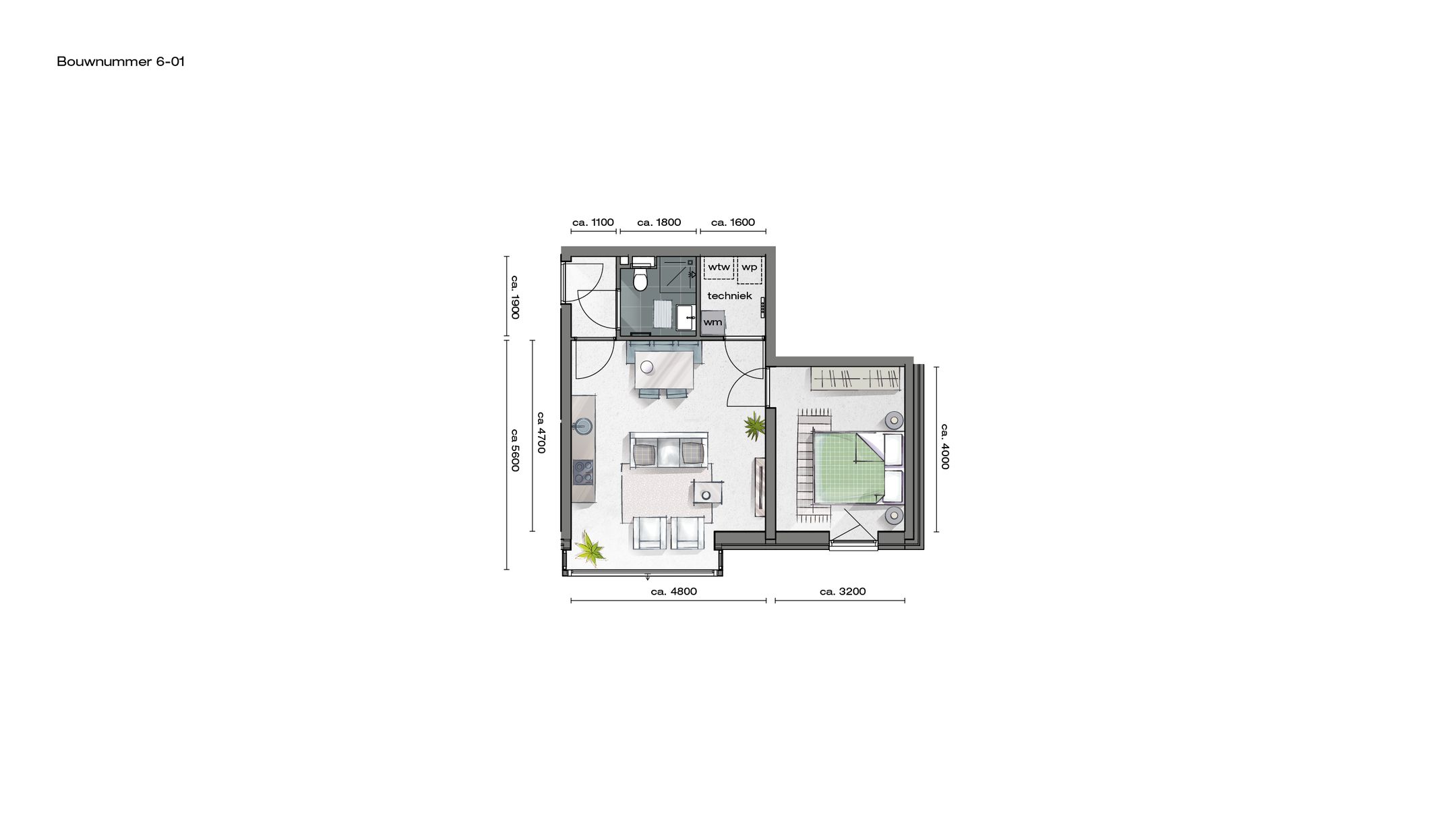 Foto 3 van 2-kamer Appartement (Bouwnr. 6.01)