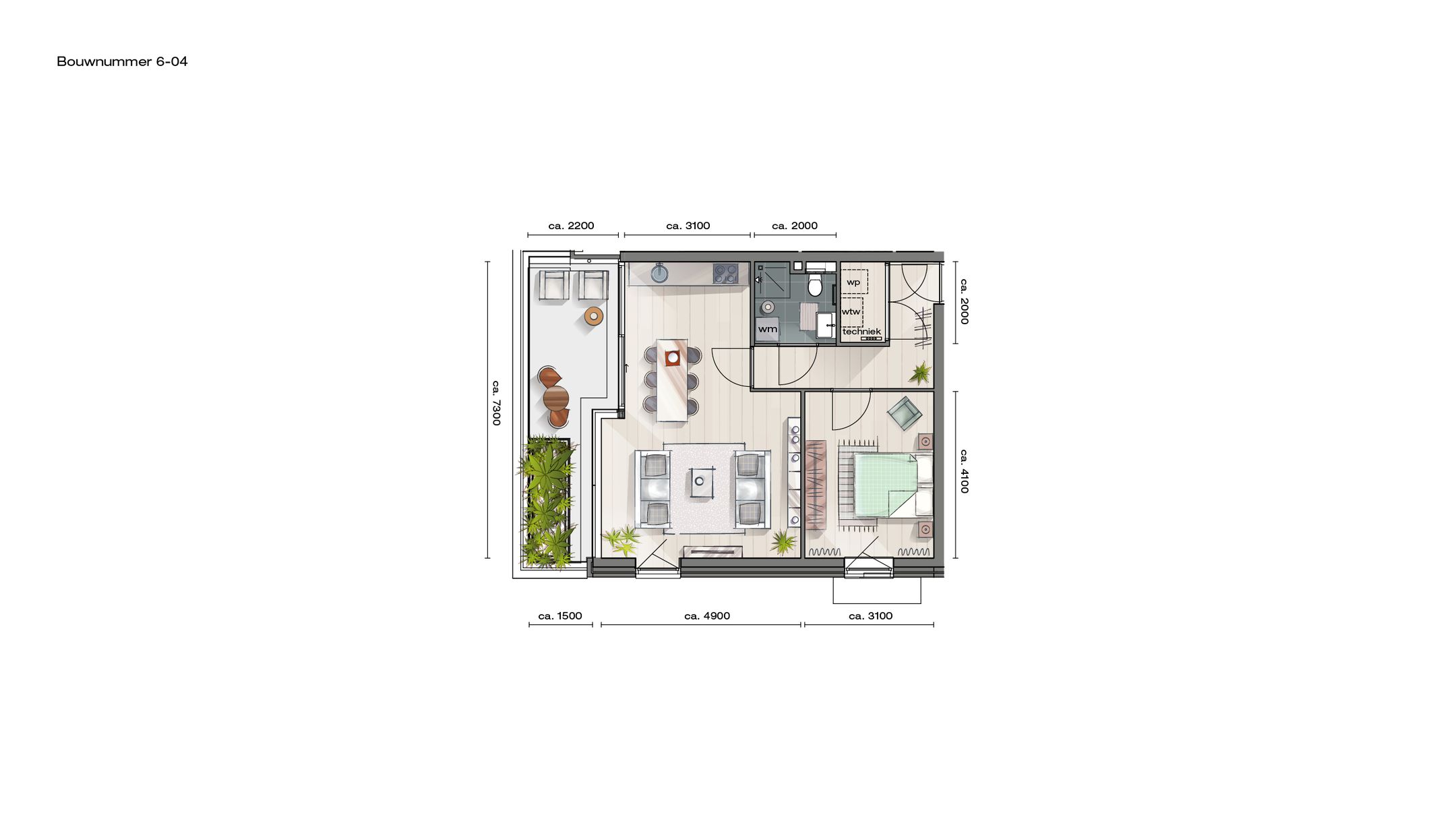 Foto 3 van 2-kamer Appartement (Bouwnr. 6.04)