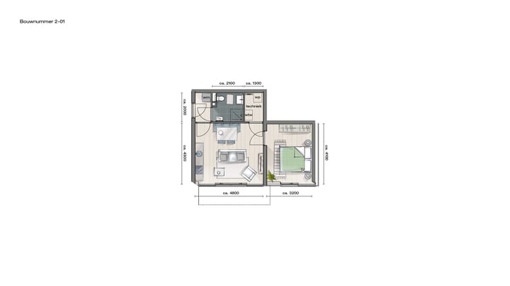 Foto 3 van 2-kamer Appartement (Bouwnr. 2.01)