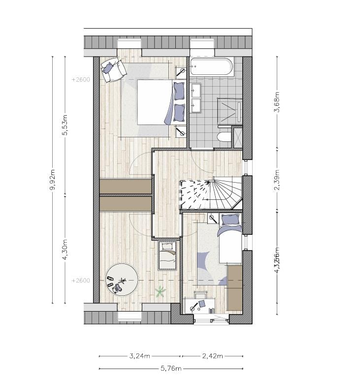 Foto 5 van Twee-onder één kapwoning (Bouwnr. 1)
