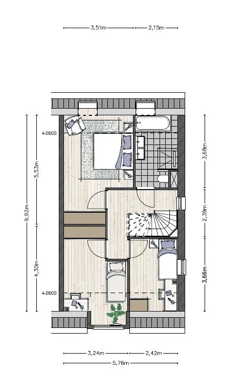 Foto 5 van Twee-onder één kapwoning (Bouwnr. 6)