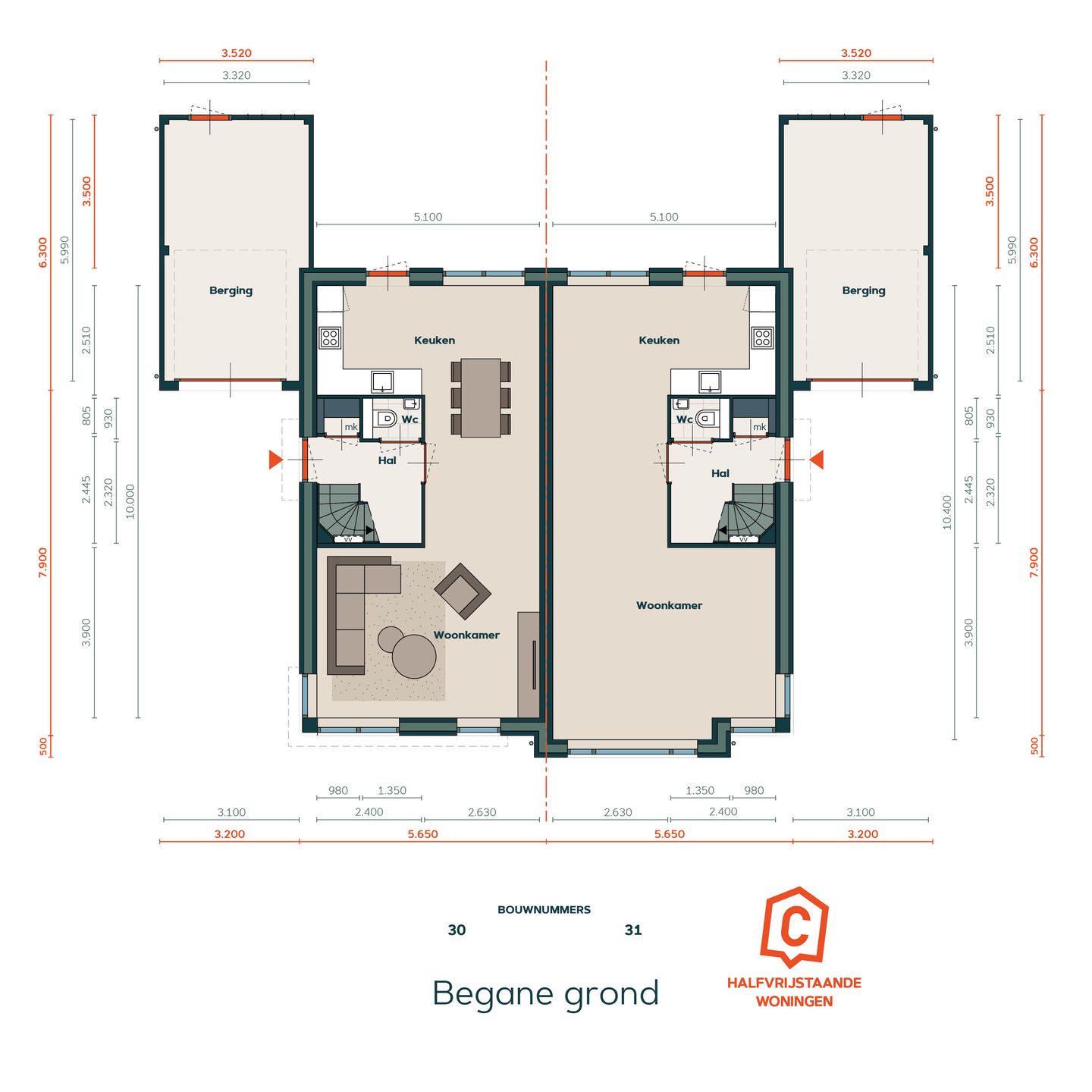 Foto 5 van 2-onder-1-kap woning type C (Bouwnr. 31)