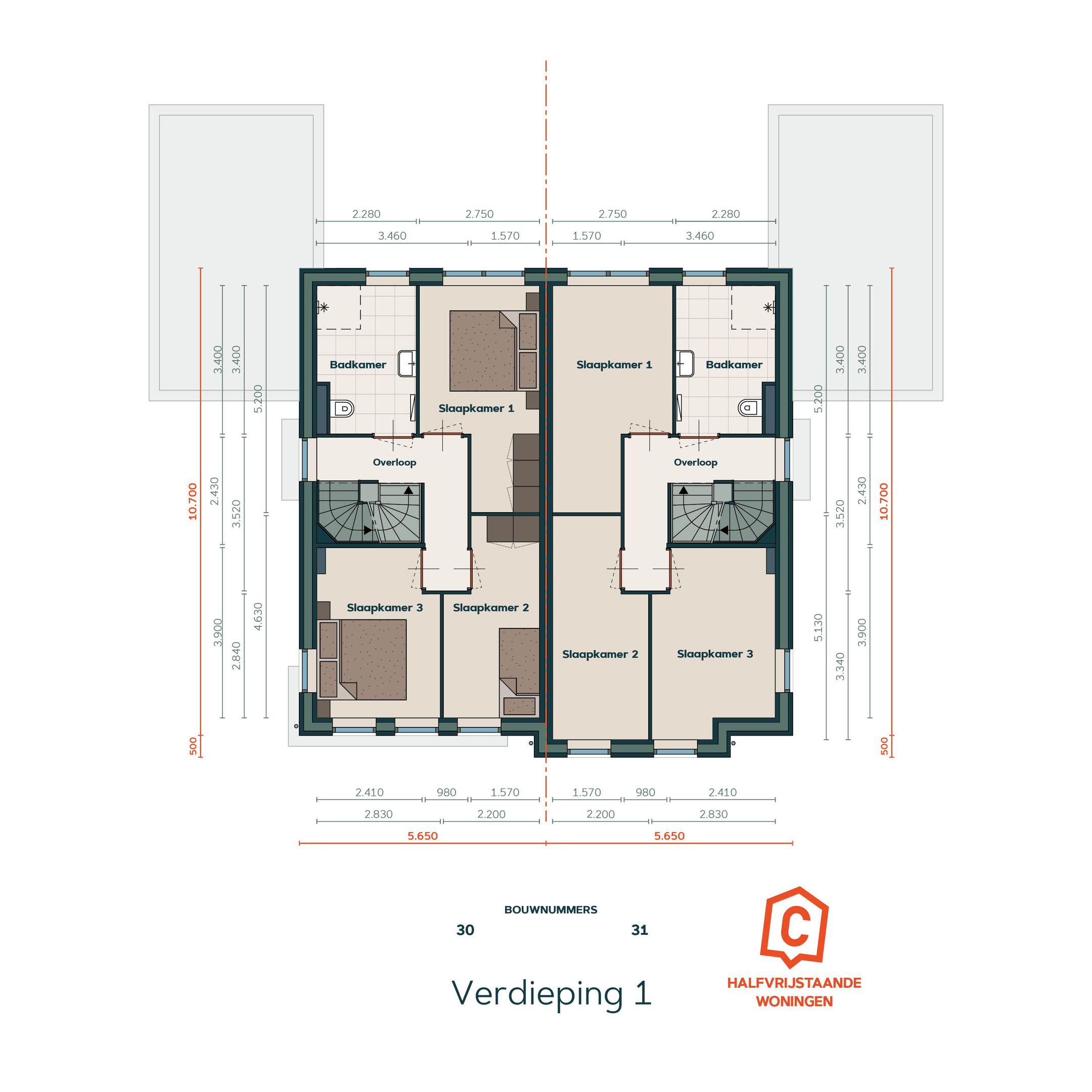 Foto 6 van 2-onder-1-kap woning type C (Bouwnr. 31)