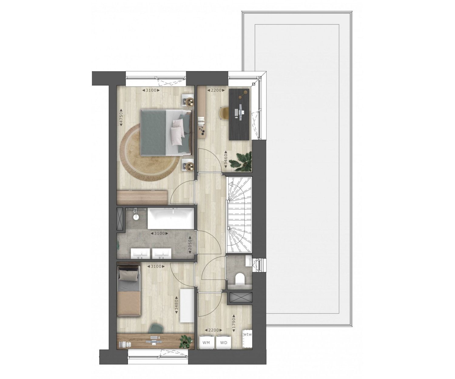 Foto 6 van Tjalk - Twee-onder-een-kap (Bouwnr. 35)