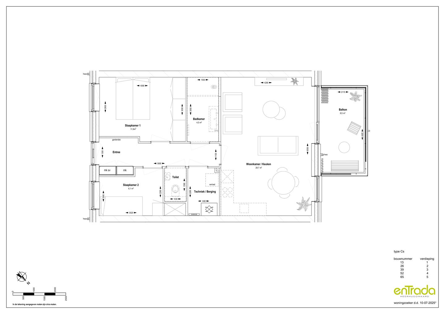 Foto 4 van Entrada 3-kamer appartement type CS (Bouwnr. 52)