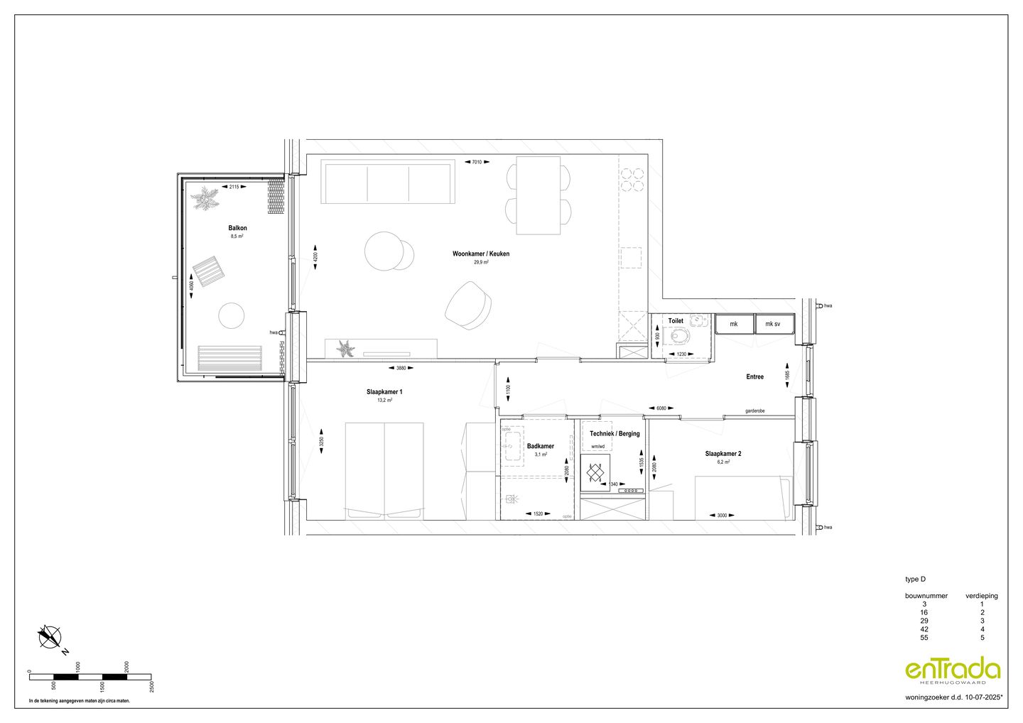 Foto 4 van Entrada 3-kamer appartement type D (Bouwnr. 42)