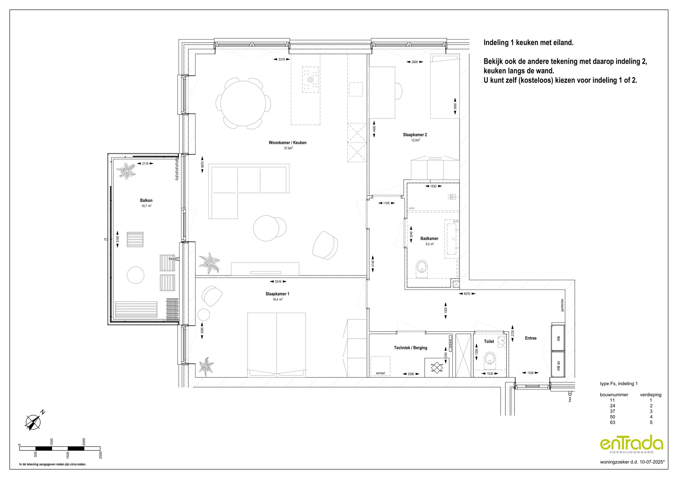Foto 3 van Entrada 3-kamer hoekappartement XL type FS (Bouwnr. 37)
