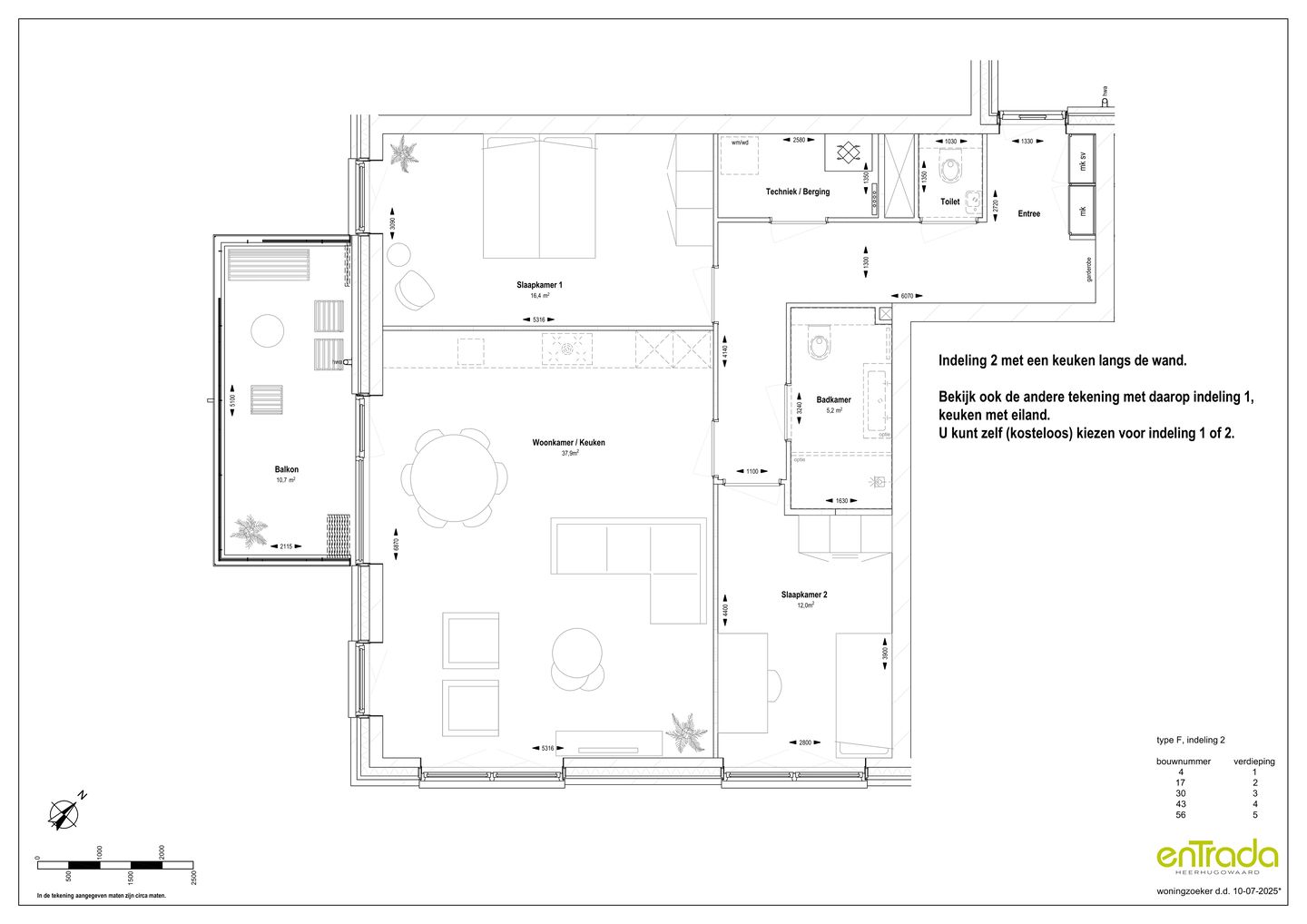Foto 4 van Entrada 3-kamer hoekappartement XL type F (Bouwnr. 43)