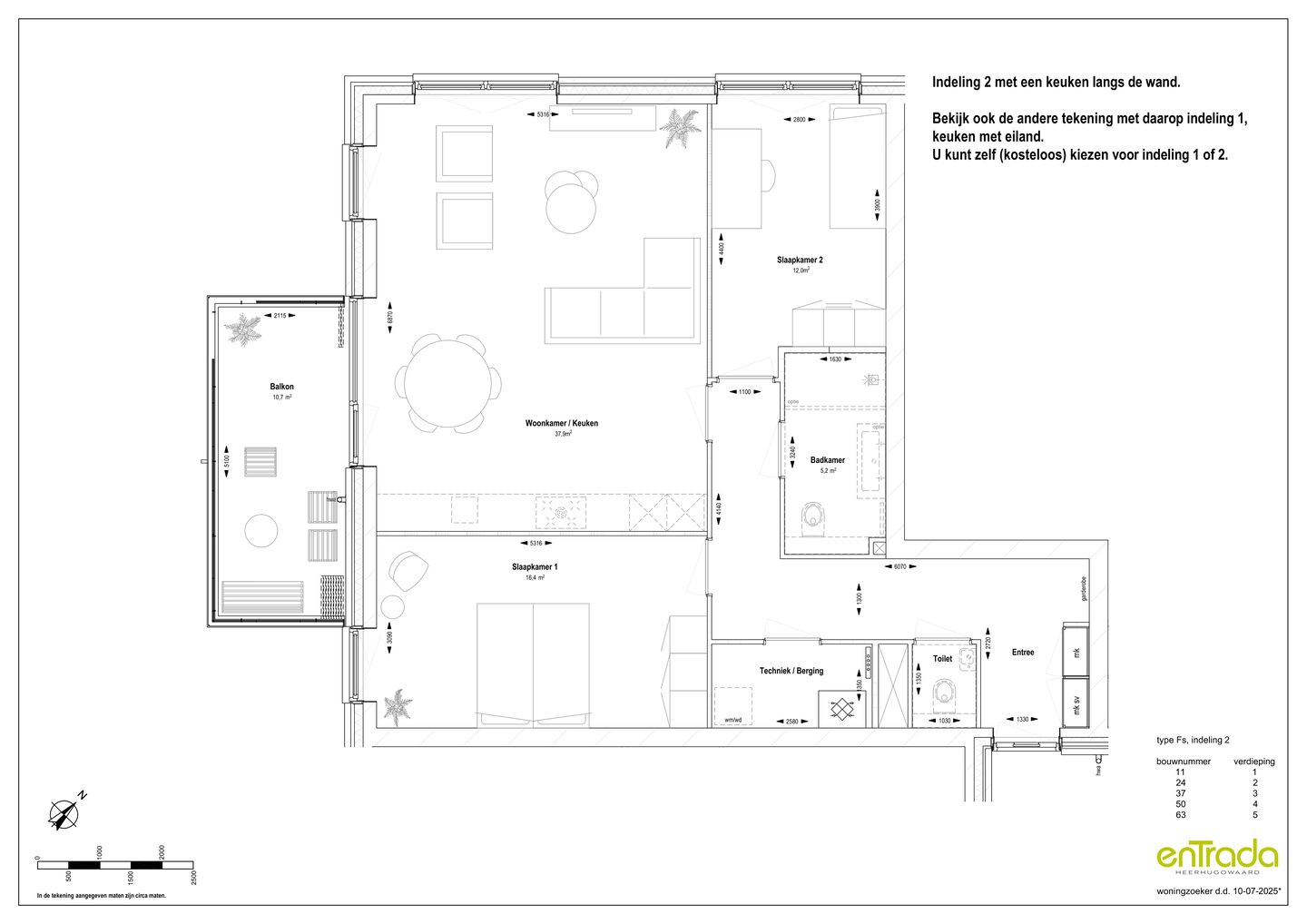 Foto 4 van Entrada 3-kamer hoekappartement XL type FS (Bouwnr. 63)