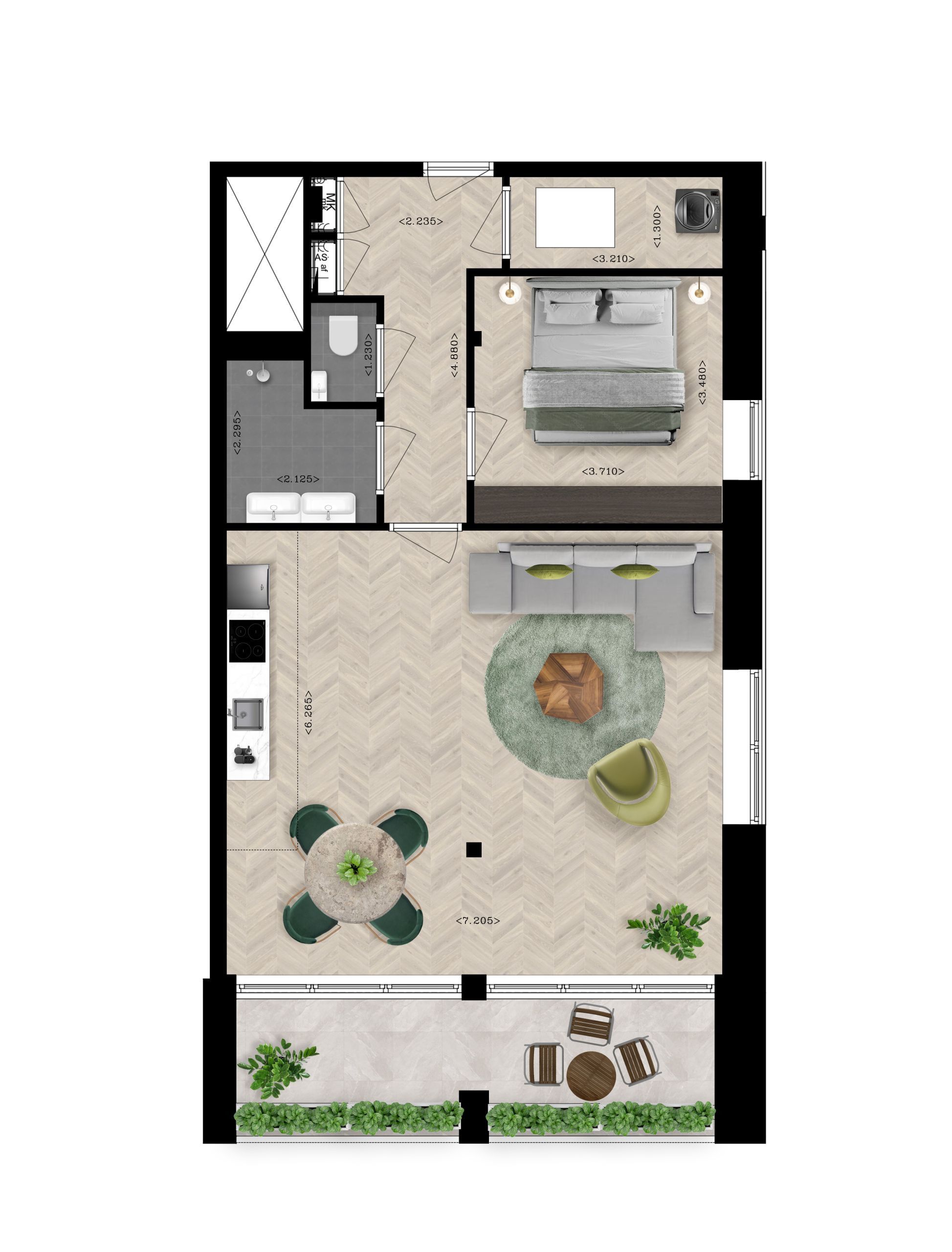 Foto 9 van 2-kamer appartement (Bouwnr. 1.09)