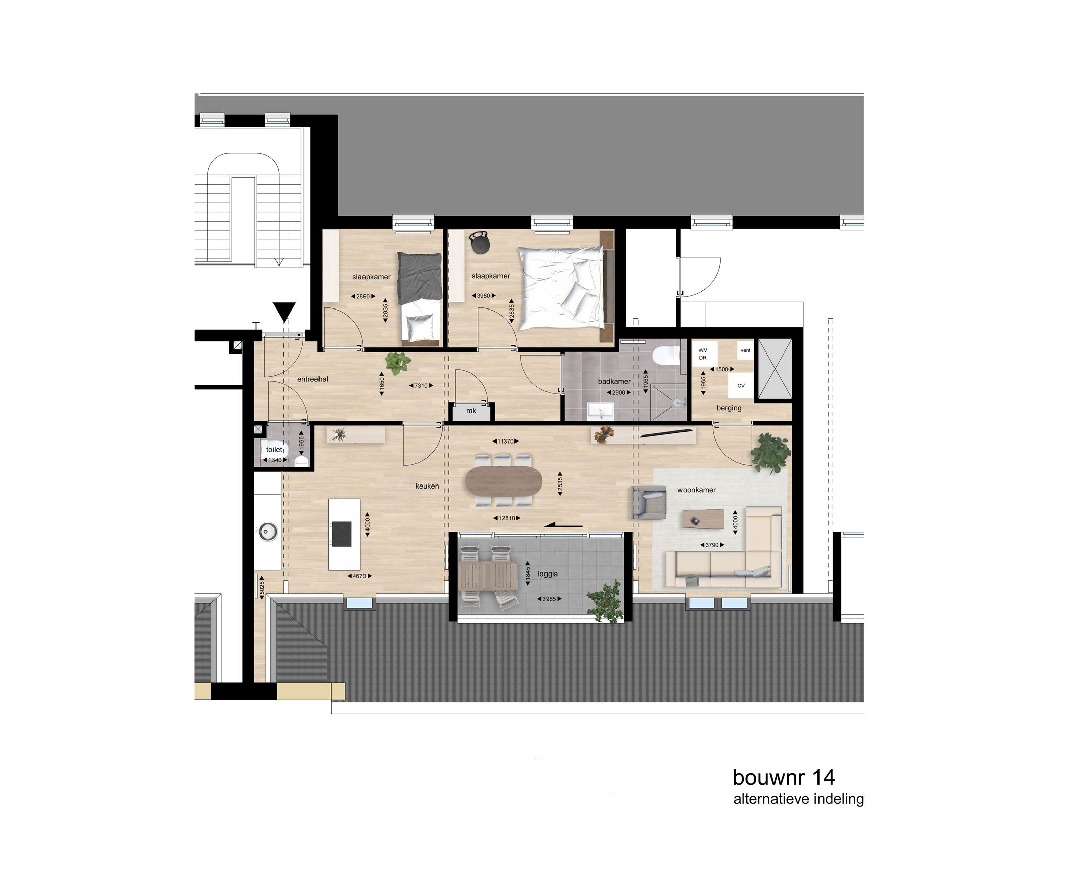 Foto 3 van Pensionaat appartement (Bouwnr. 14)