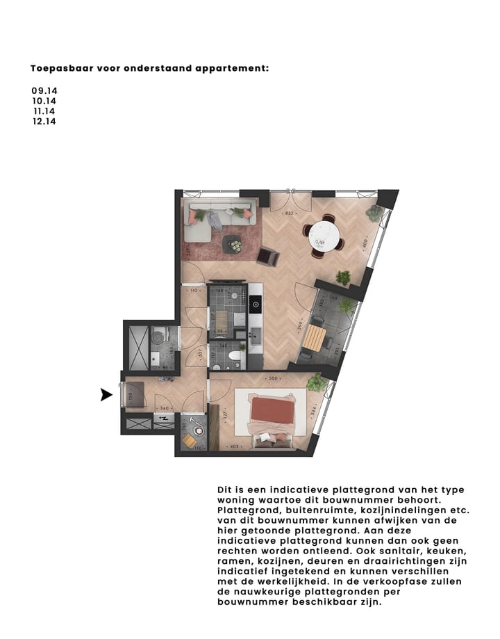Foto 2 van Metterswane l 2-kamer appartement (Bouwnr. 09.14)