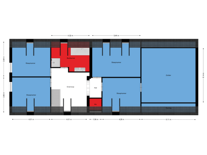 1e verdieping hoofdgebouw