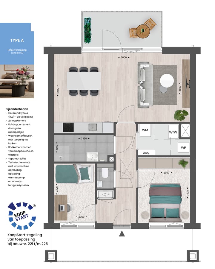 Foto 3 van 3-kamer appartement | TYPE A (Bouwnr. 213)