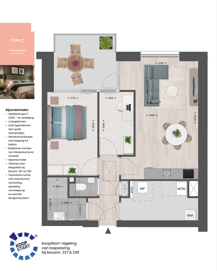 Foto 4 van 3-kamer appartement | TYPE C (Bouwnr. 220)