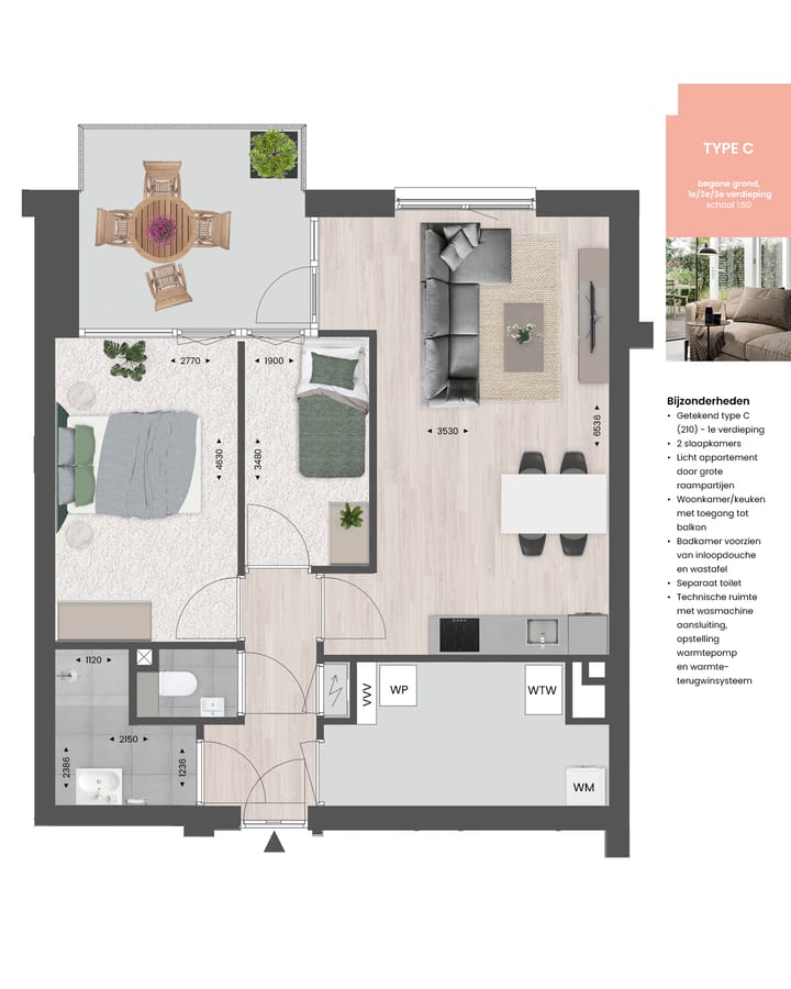 Foto 2 van 3-kamer appartement | TYPE C (Bouwnr. 230)
