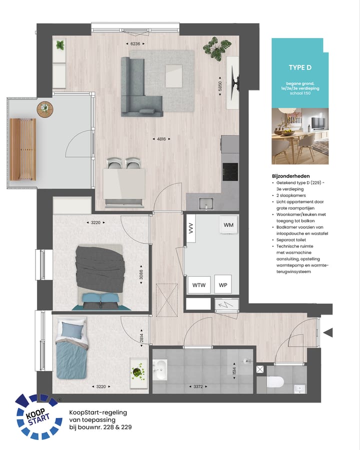 Photo 3 of 3-kamer appartement | TYPE D (Bouwnr. 219)