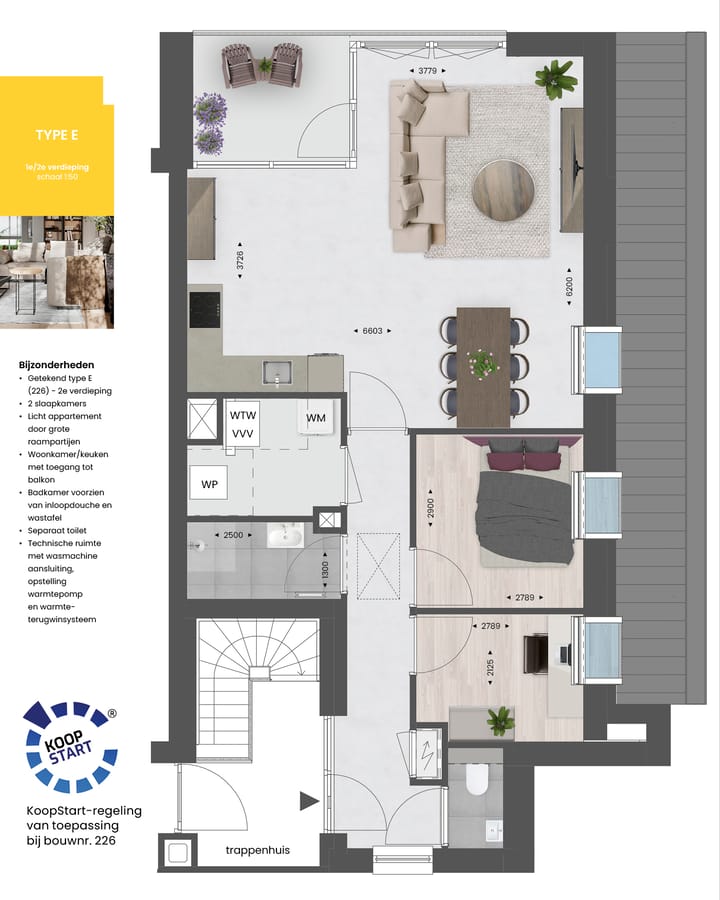 Foto 2 van 3-kamer appartement | TYPE E (Bouwnr. 226)