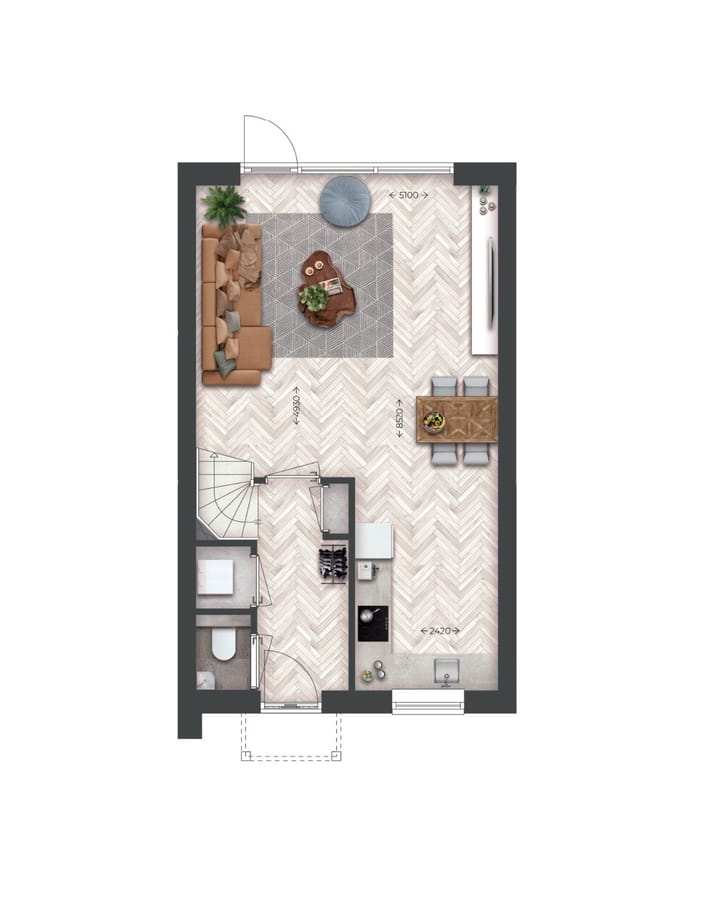 Foto 3 van Drie-onder-één-kapwoningen | Type O (Bouwnr. 75)