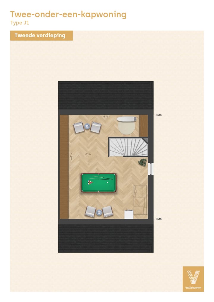 Foto 6 van Twee-onder-een-kapwoning type J1, Valleiran (Bouwnr. B.02)