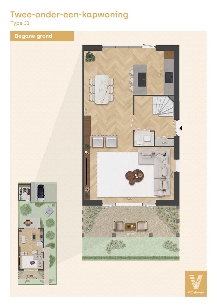 Foto 4 van Twee-onder-een-kapwoning type J1, Valleiran (Bouwnr. B.03)