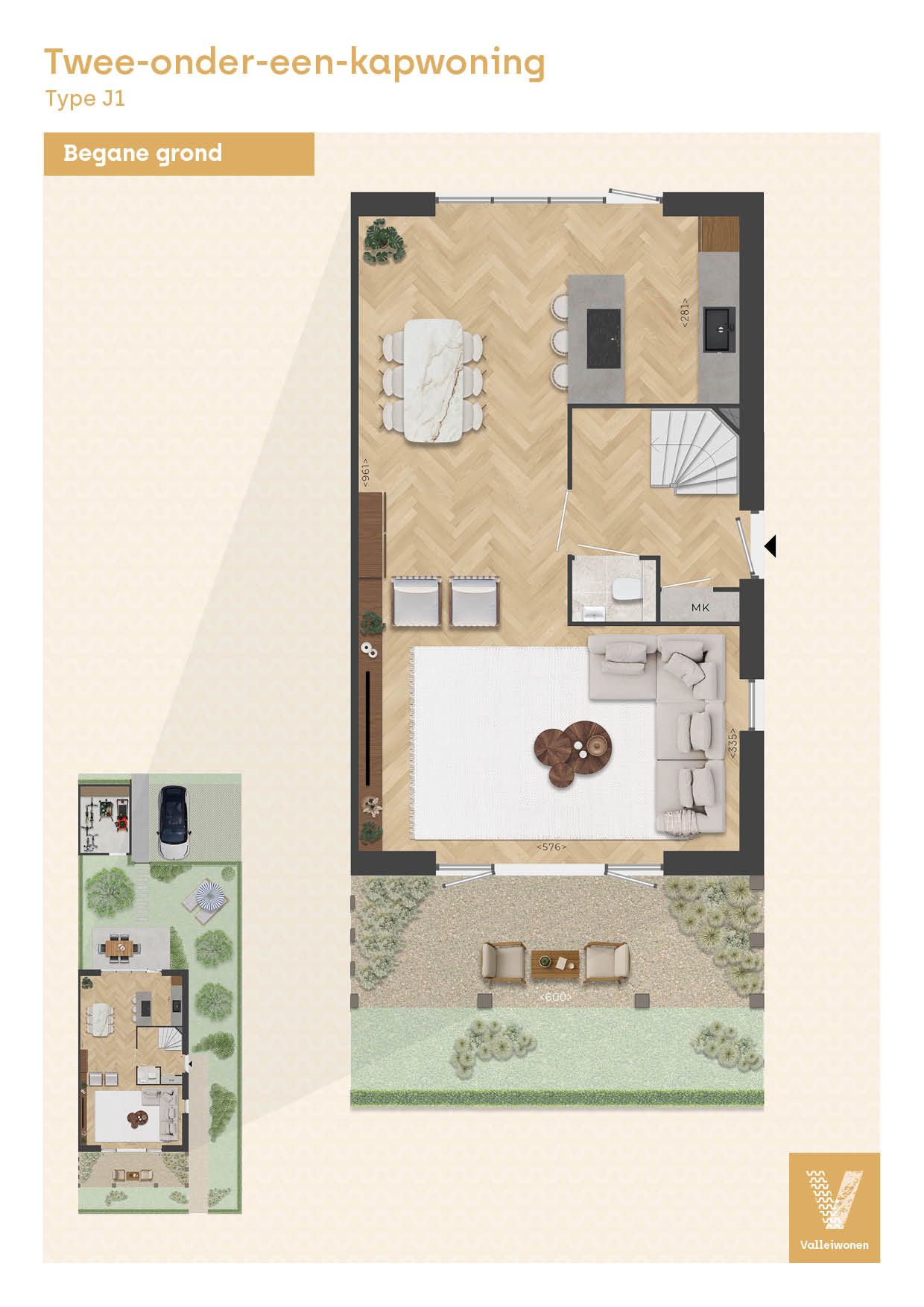 Foto 4 van Twee-onder-een-kapwoning type J1, Valleiran (Bouwnr. B.14)