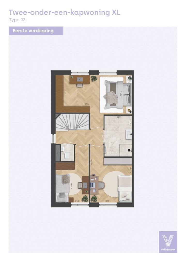 Foto 4 van Twee-onder-een-kapwoning XL, type J2, Valle (Bouwnr. B.01)