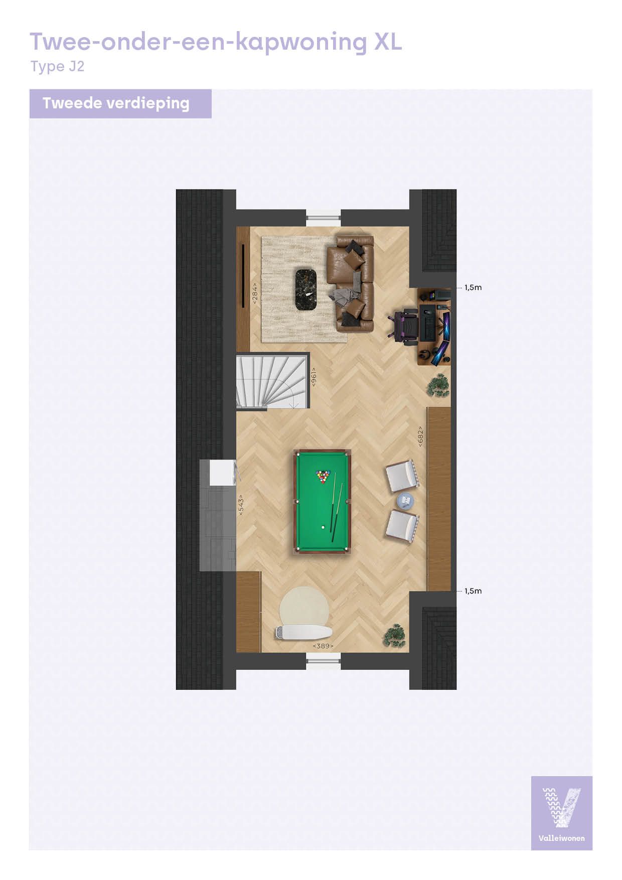 Foto 5 van Twee-onder-een-kapwoning XL, type J2, Valle (Bouwnr. B.01)