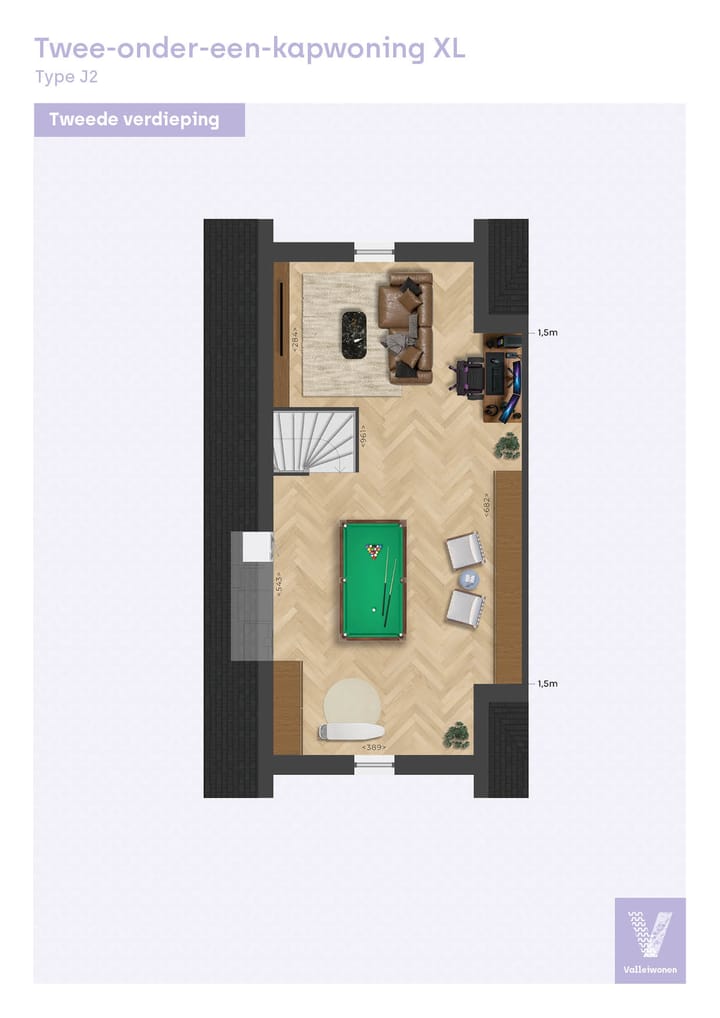 Foto 5 van Twee-onder-een-kapwoning XL, type J2, Valle (Bouwnr. B.01)