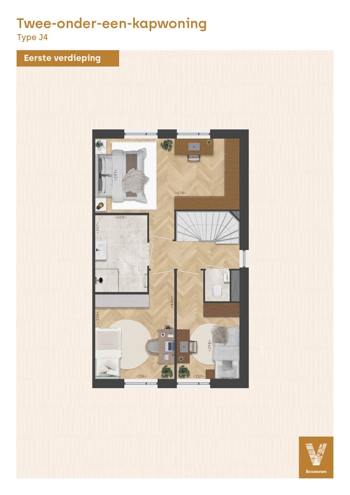 Photo 3 of Twee-onder-een-kapwoning, type J4 Bosrand, (Bouwnr. B.20)