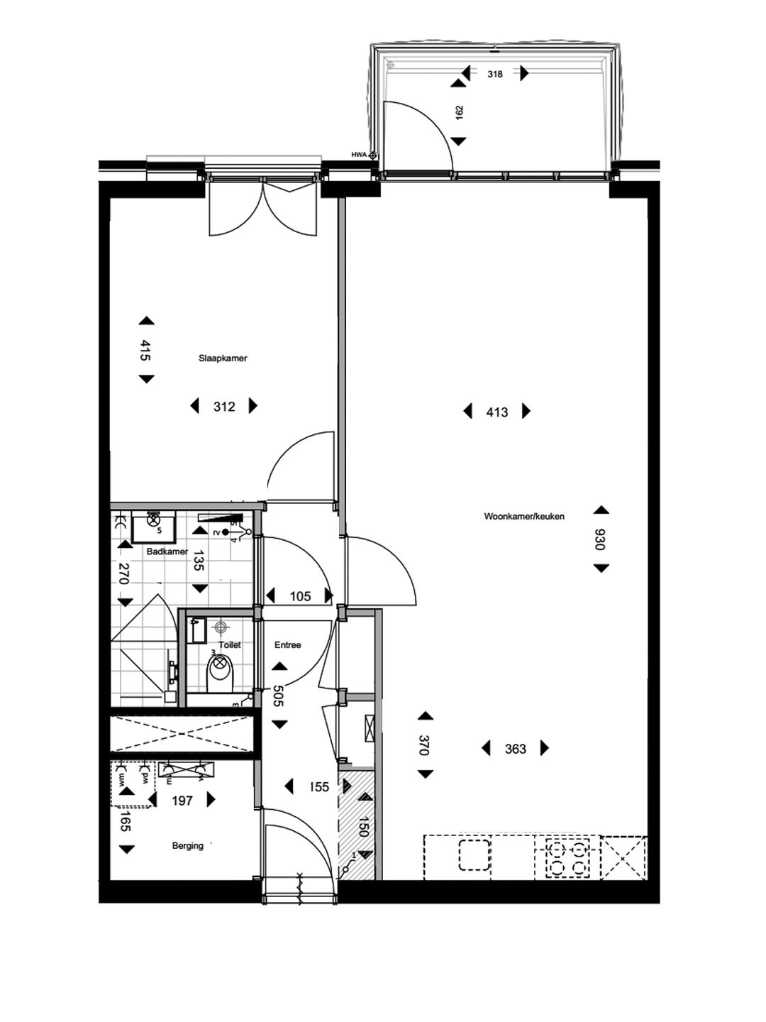 Foto 7 van 2-kamer appartement type B1 #008 (Bouwnr. 8)