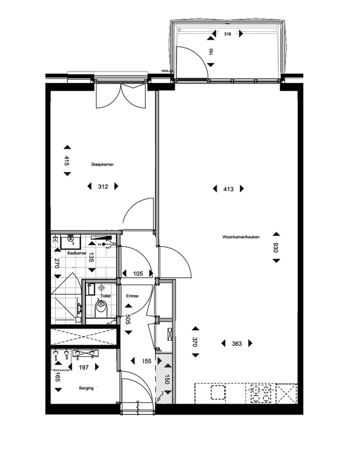 Foto 2 van 2-kamer appartement type B1 #008 (Bouwnr. 8)