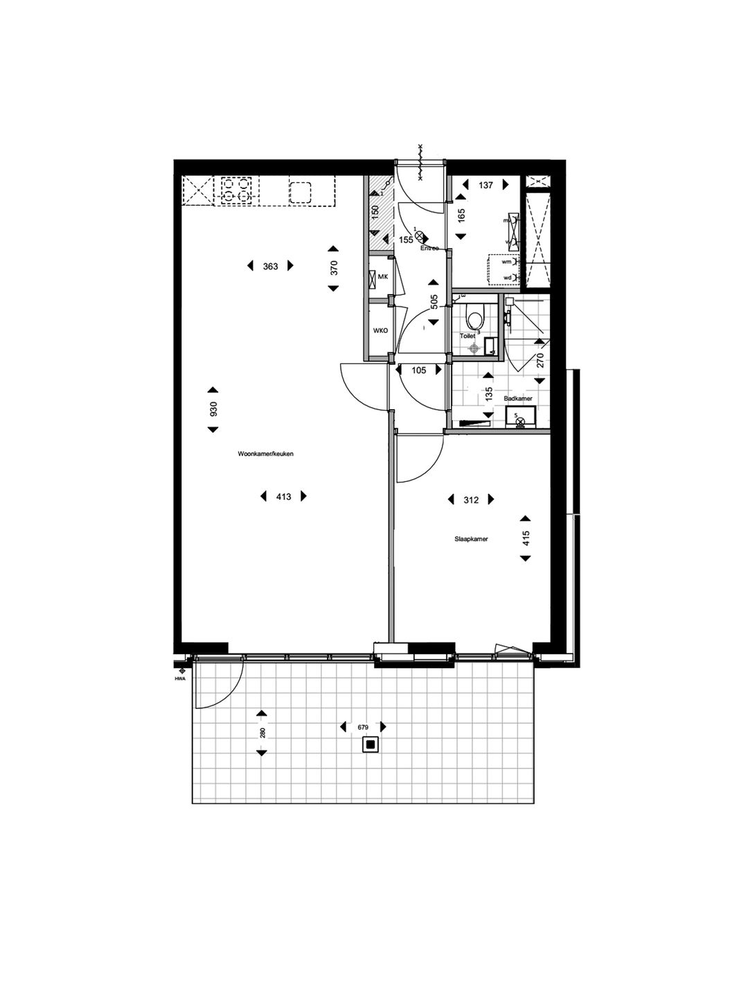 Foto 7 van 2-kamer appartement type B3 #012 (Bouwnr. 12)