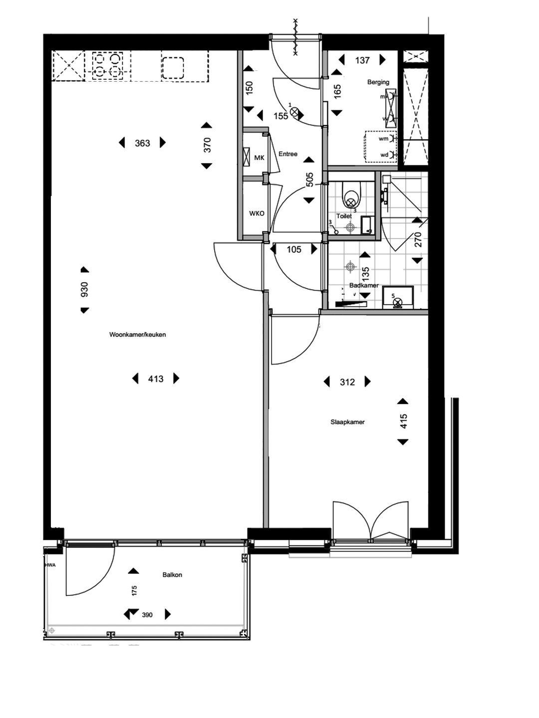 Foto 7 van 2-kamer appartement type B3 #023 (Bouwnr. 23)