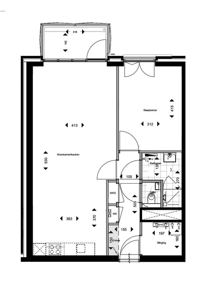 Foto 7 van 2-kamer appartement type B1 #013 (Bouwnr. 13)