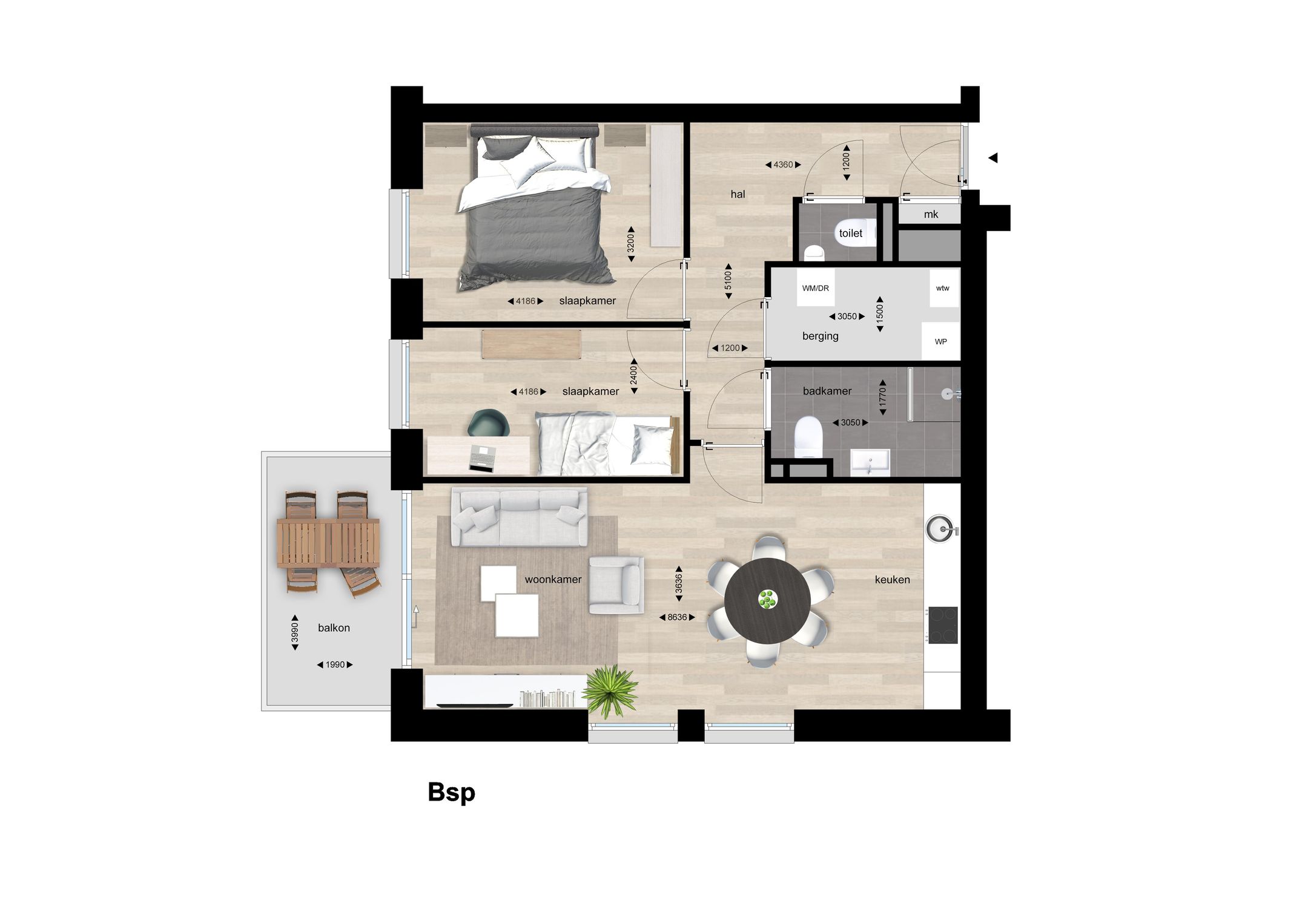 Foto 3 van Hoek appartement type 1 (Bouwnr. A22)