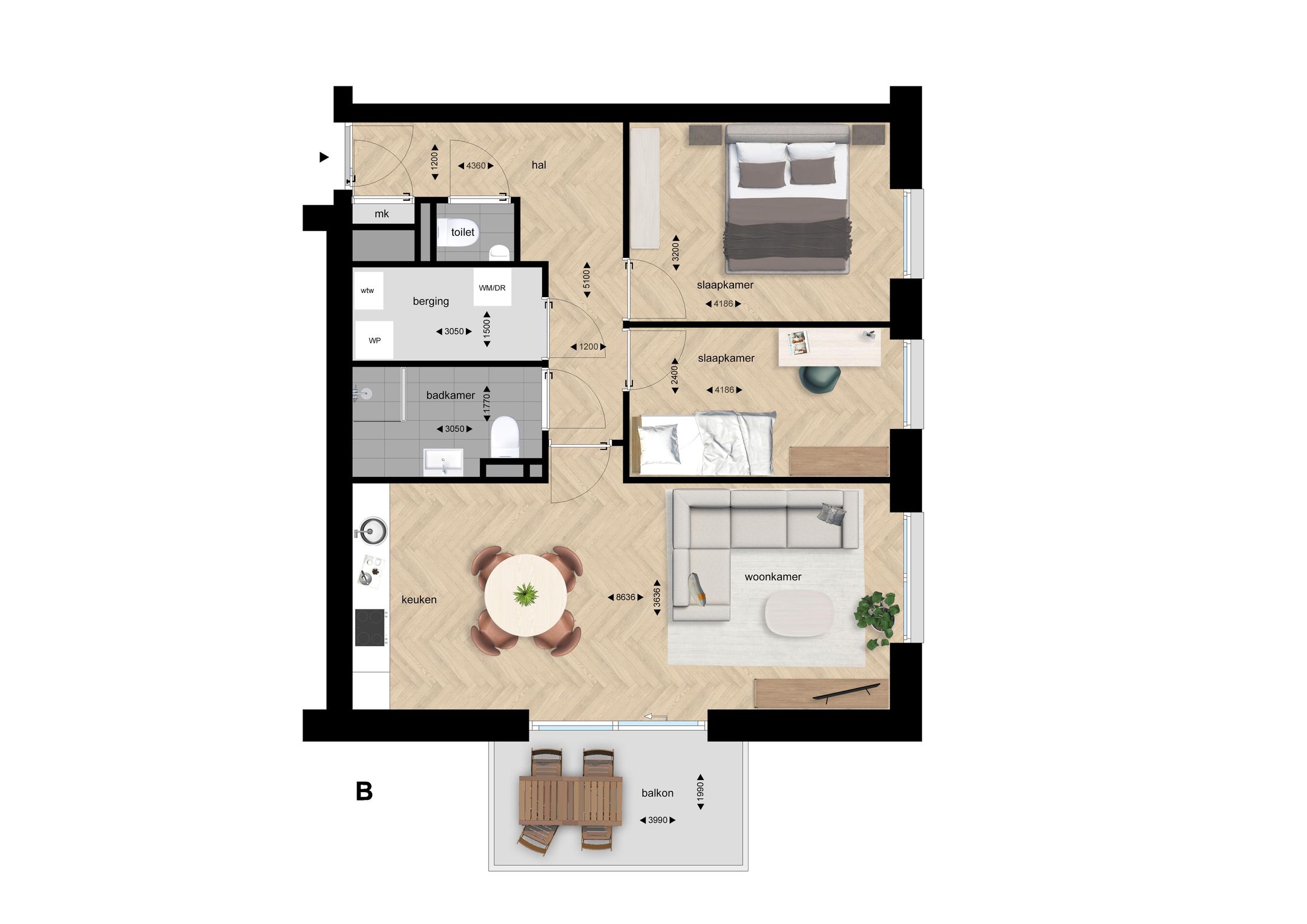 Foto 3 van Hoek appartement type 4 (Bouwnr. A20)