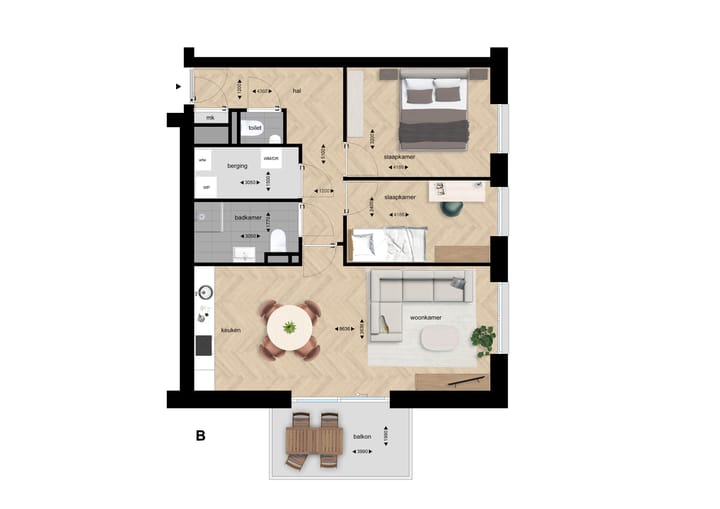 Foto 3 van Hoek appartement type 4 (Bouwnr. A8)