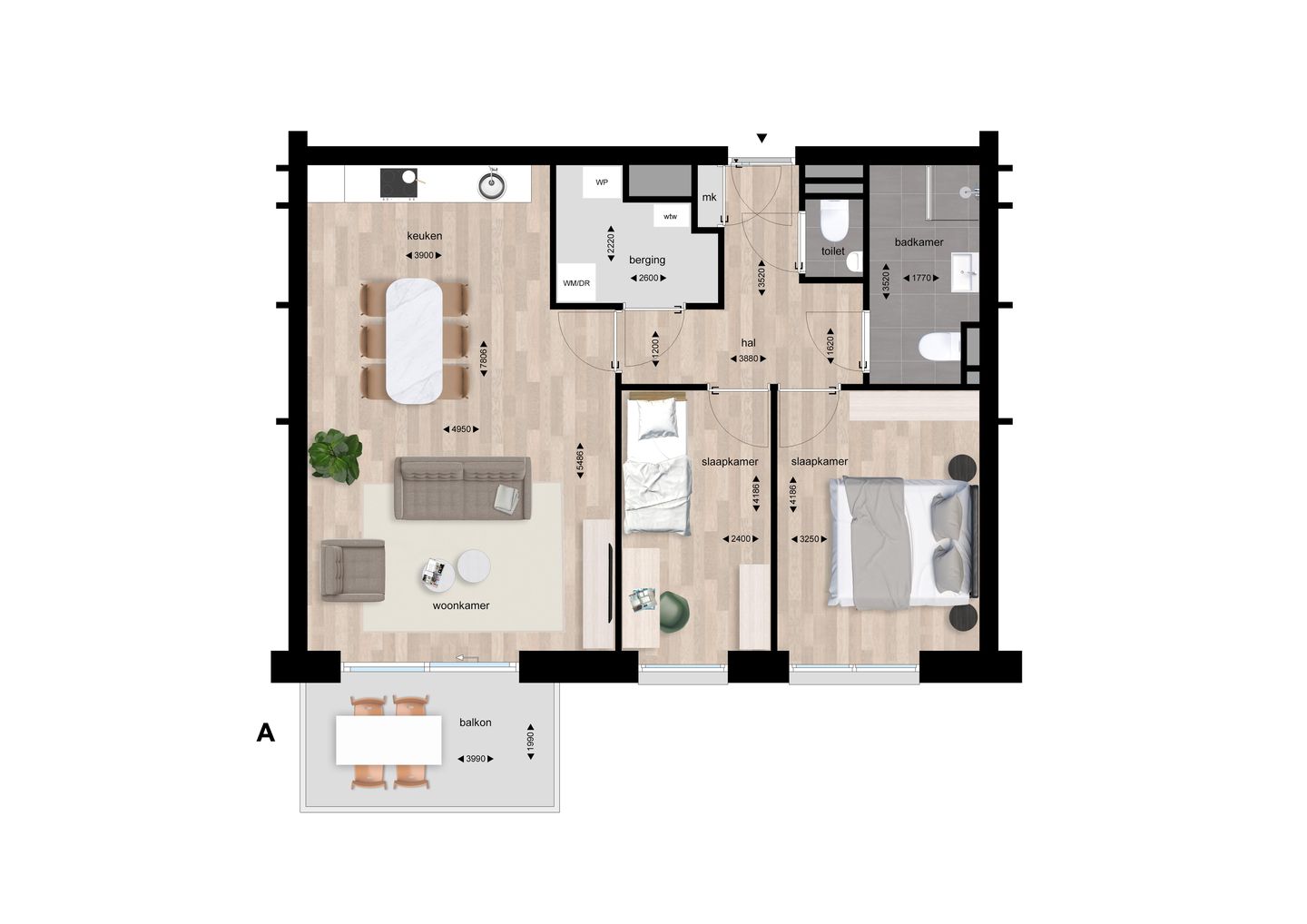 Foto 4 van Ruim tussen appartement type 2 (Bouwnr. A9)