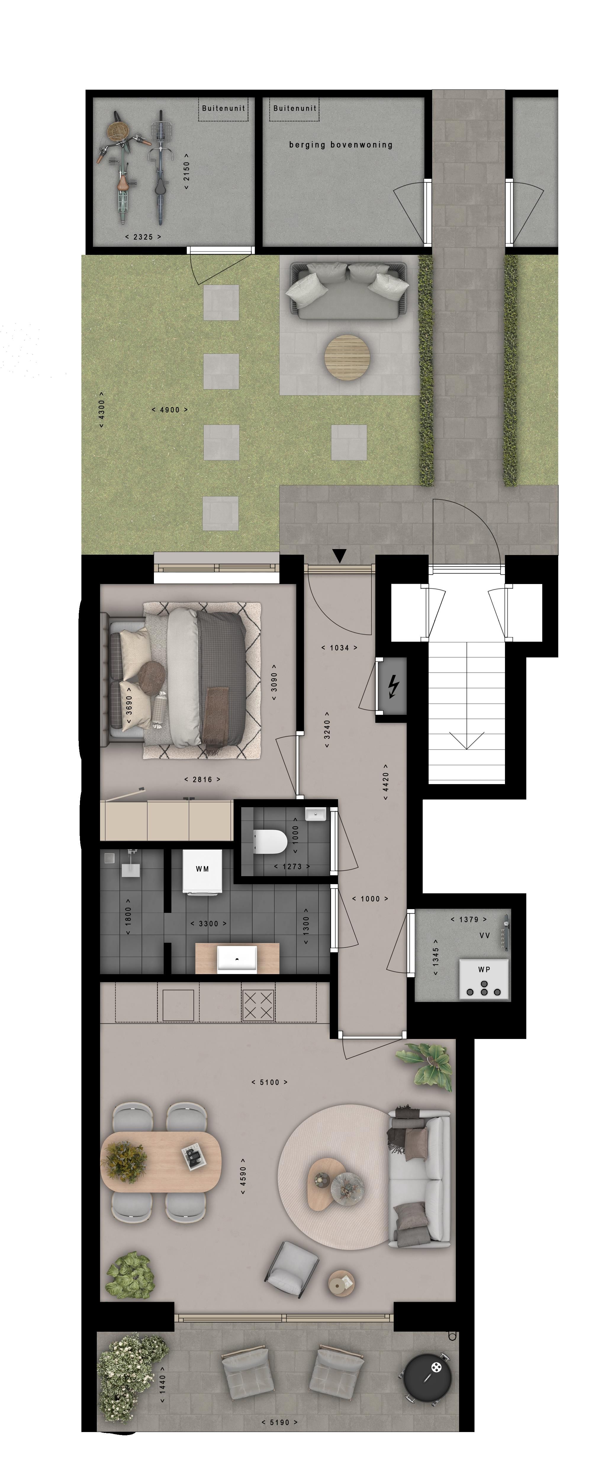 Foto 3 van Benedenwoning midden (Bouwnr. 3)