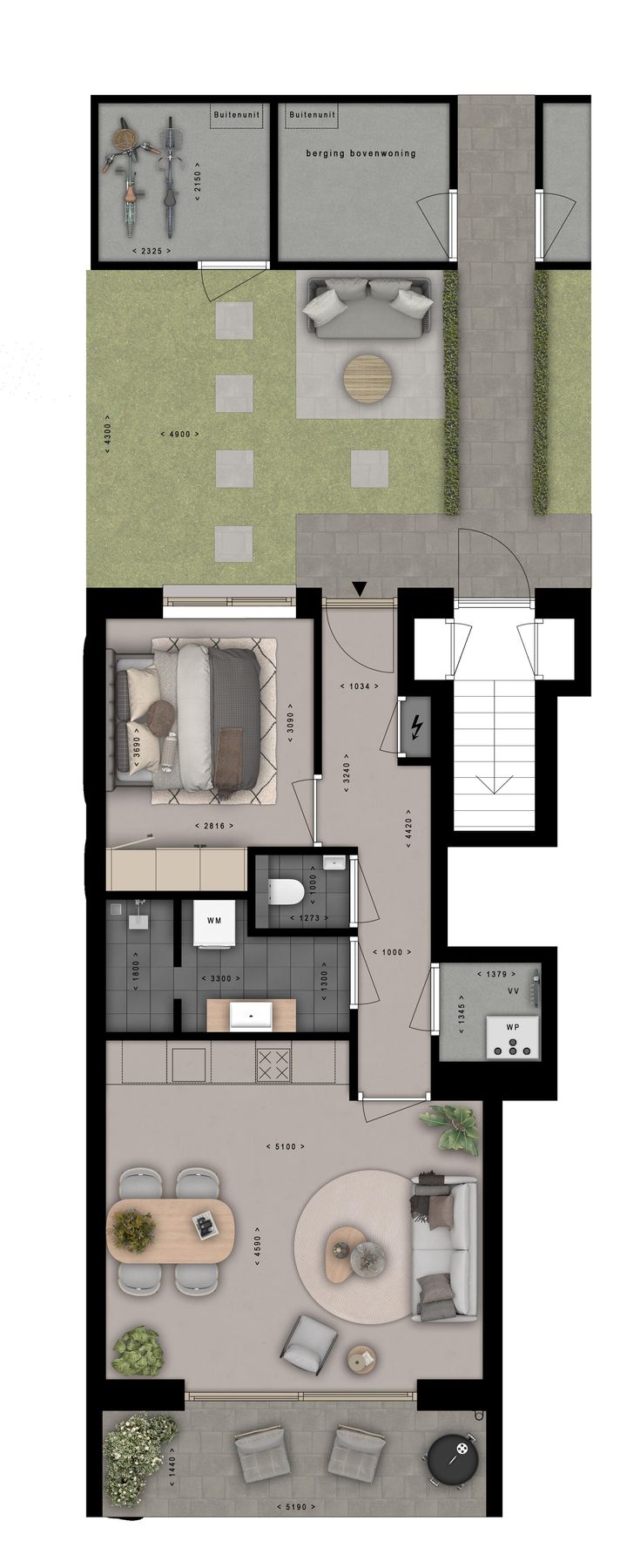 Foto 3 van Benedenwoning midden (Bouwnr. 3)