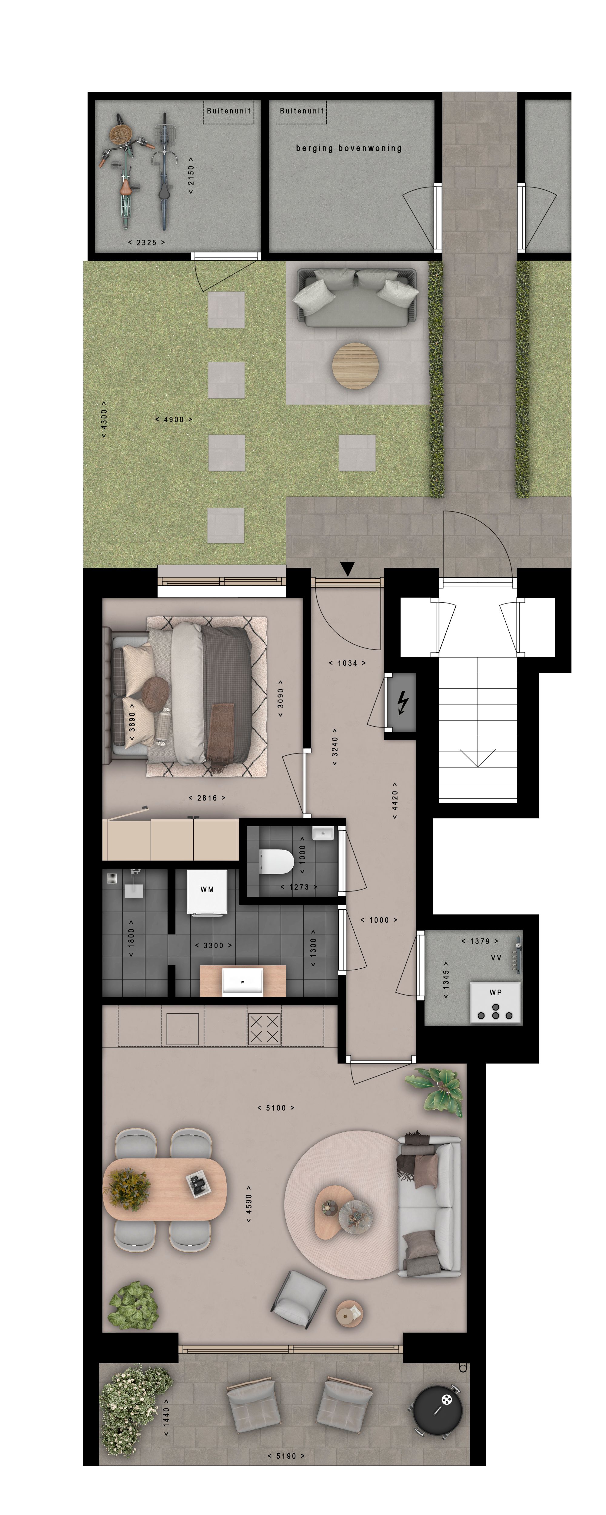 Foto 3 van Benedenwoning midden (Bouwnr. 7)